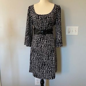 Black/White Animal Print Tunic Dress